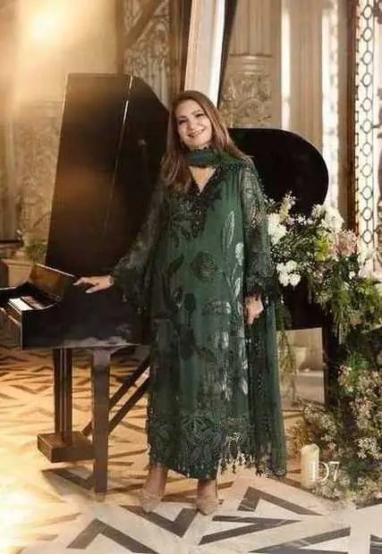 Emerald Green Floral Embroidered