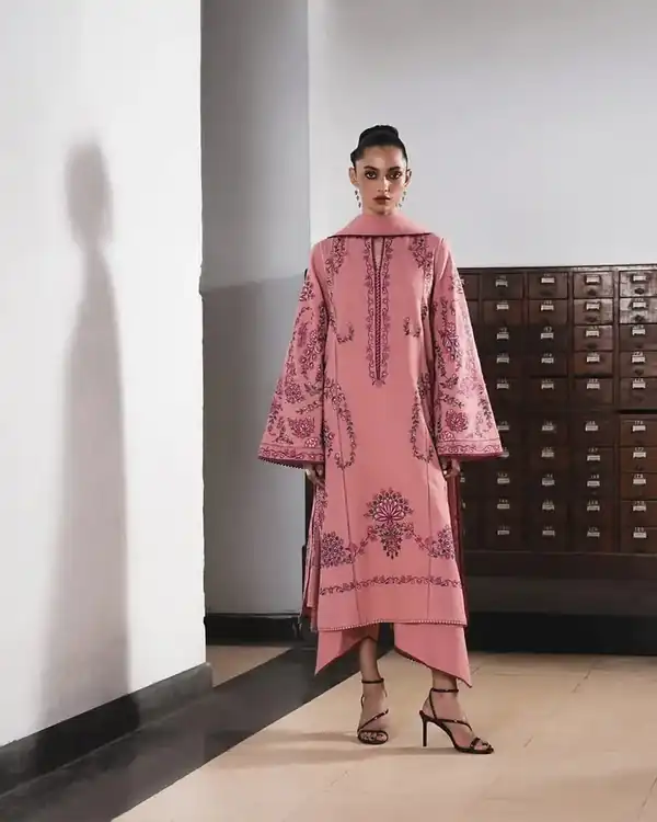 Jugnu Unstitched AW 26 The Reading Room Rose Pink