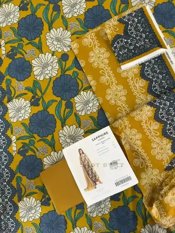 Sapphire 2026 Printed Lawn Mustard Bloom