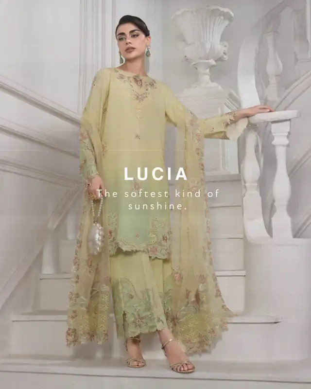 Rang Rasiya Lumiere Embroidered Raw Silk Romance Lucia - Sunshine Yellow