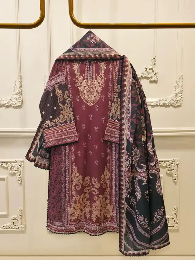 Agha Noor printed cambric two piece suit S115691