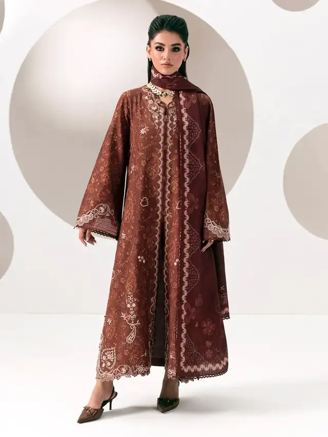 Qprints embroidered suit, Rust Brown