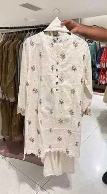Ivory Pink Floral Embroidered
