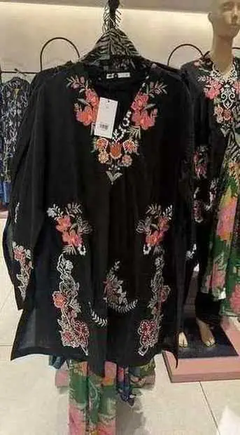 Black Blossom Embroidered