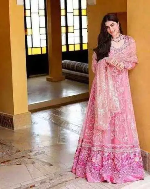 Pink & Gold Embellished Gown