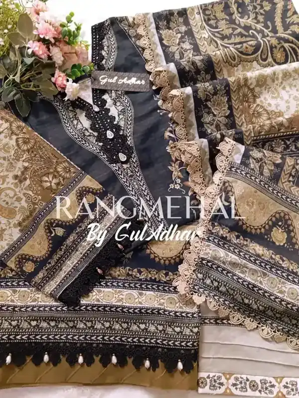 Rang Mehal by Gul Adhar stitched lawn Black Gold Heritage