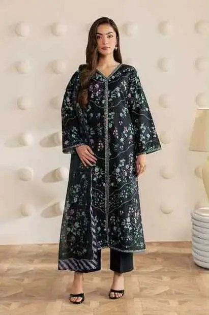 Black Floral Embroidered