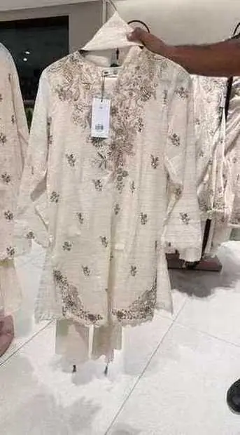 Ivory Sepia Embroidered