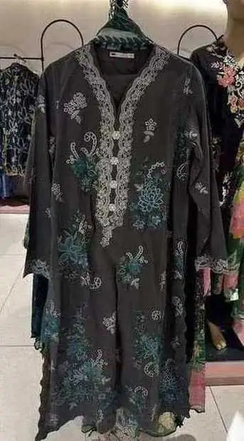 Charcoal Floral Lace Embroidered