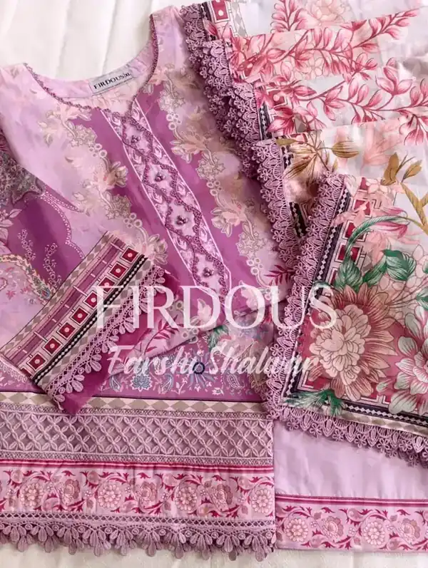 Firdous Premium Luxury Lawn Orchid Rose Floral