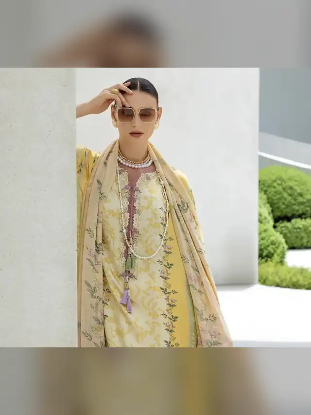 Sobia Nazir Silk 26 pure silk suit, Sunshine Yellow