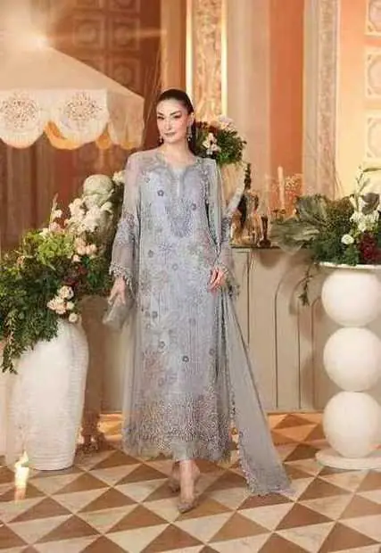 Powder Blue Embellished Floral