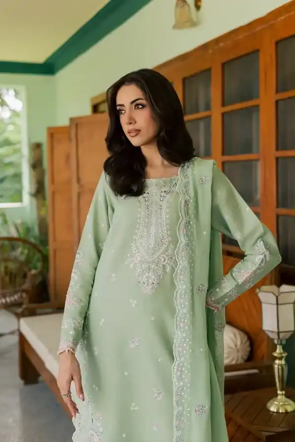 Batik Original Pret Mint Green embroidered karandi stitched suit