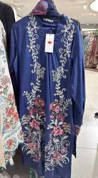 Royal Blue Floral Embroidered