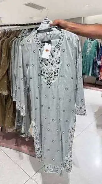 Pale Grey Embroidered