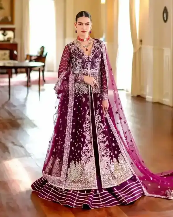 Roheenaz Whispers of Grace Vol 2 Plum embroidered festive suit