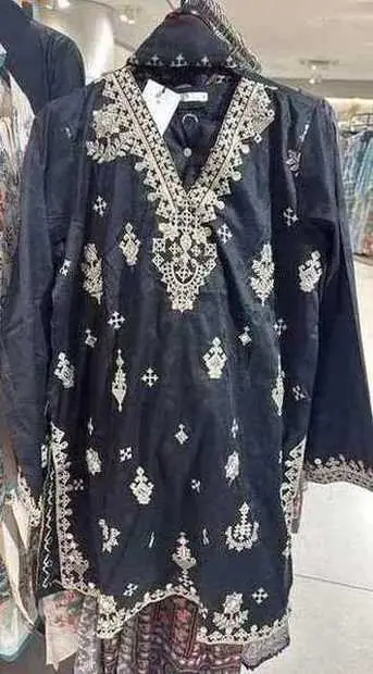 Black Cross-Motif Embroidered