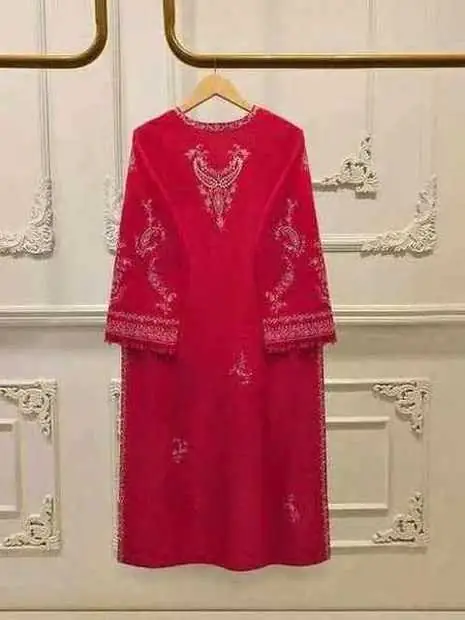 Crimson Red Embroidered