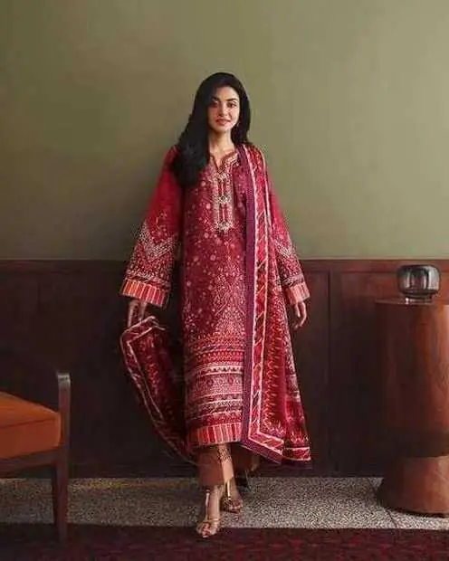 Deep Red Maroon Print