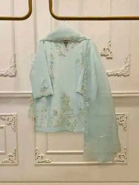 Aqua Mint Embroidered