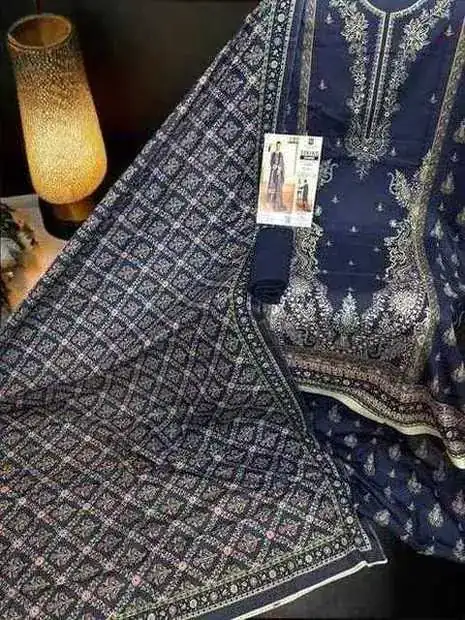 Navy Gold Paisley Print