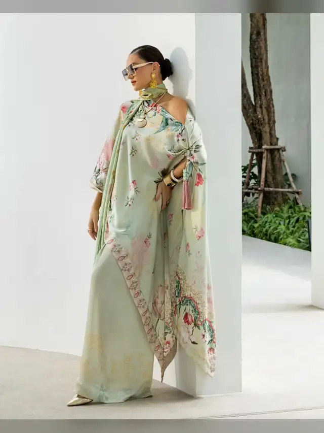 Sobia Nazir Silk 26 pure silk suit, Pistachio Floral