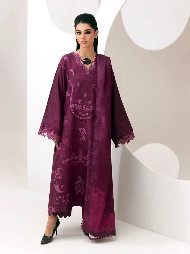 Qprints embroidered suit, Deep Plum