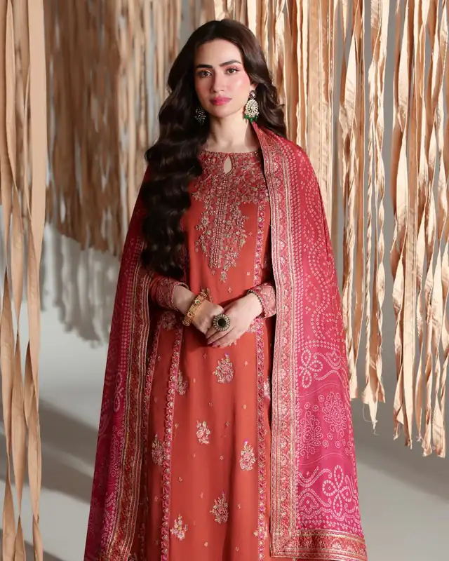 Azure Ensembles Festive Collection Rust with Bandhani Dupatta suit