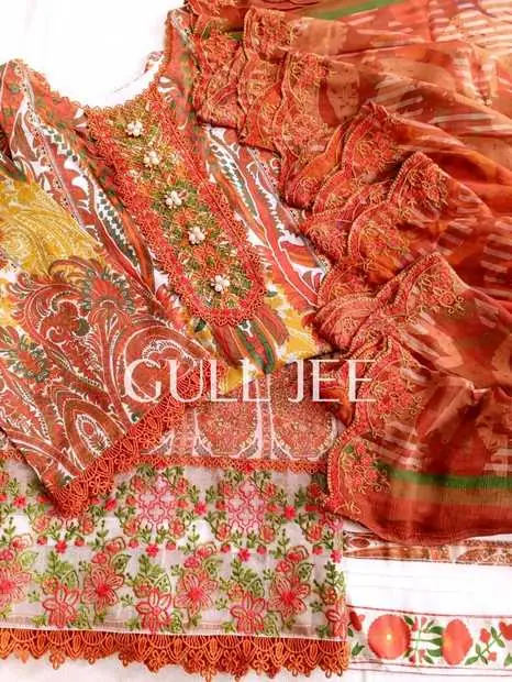 Rust Paisley Embroidered