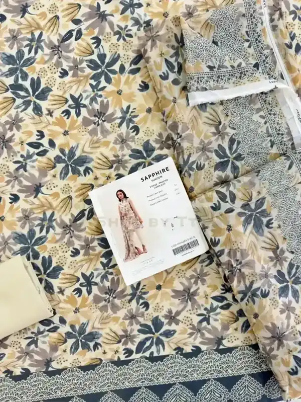 Sapphire 2026 Printed Lawn Sand and Slate Floral