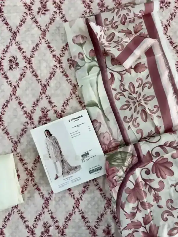 Sapphire 2026 Printed Lawn Mauve Trellis