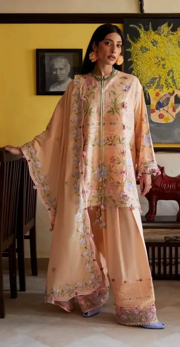 Zaha Festive Lawn 2026 Apricot Mallow Bloom ZF26-09