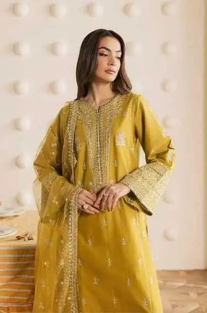 Golden Mustard Embroidered