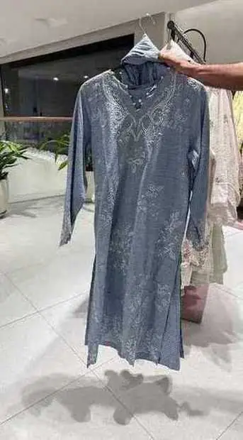 Dusty Blue Embroidered