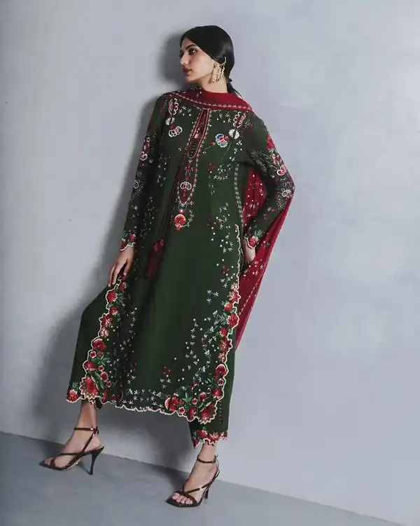 Jugnu Unstitched AW 26 The Reading Room Forest Green