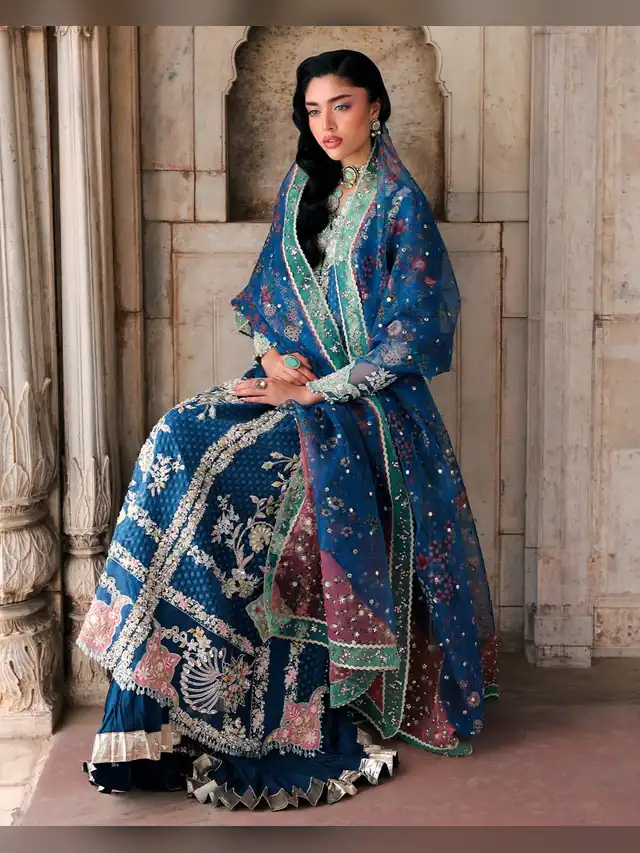 Saira Shakira Amor wedding ensemble, Royal Blue