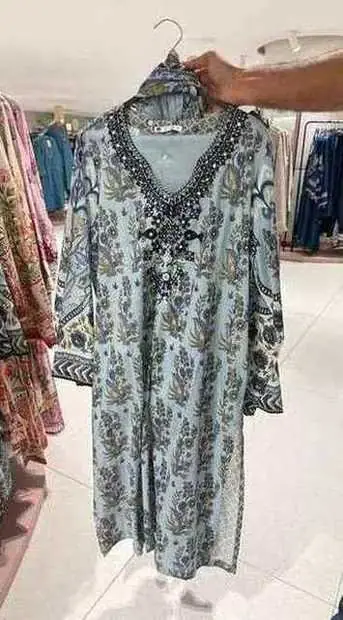 Duck Egg Blue Embroidered