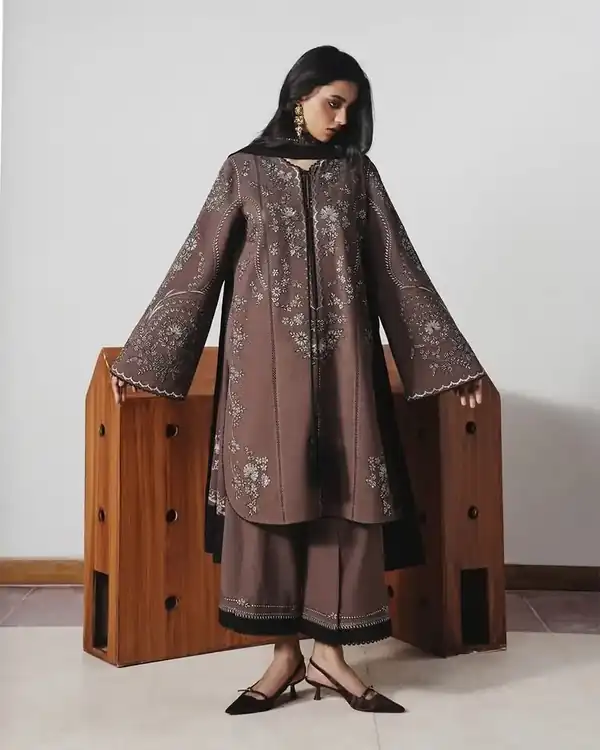 Jugnu Unstitched AW 26 The Reading Room Mocha Brown