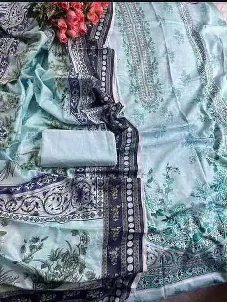 Mint Teal Floral Print