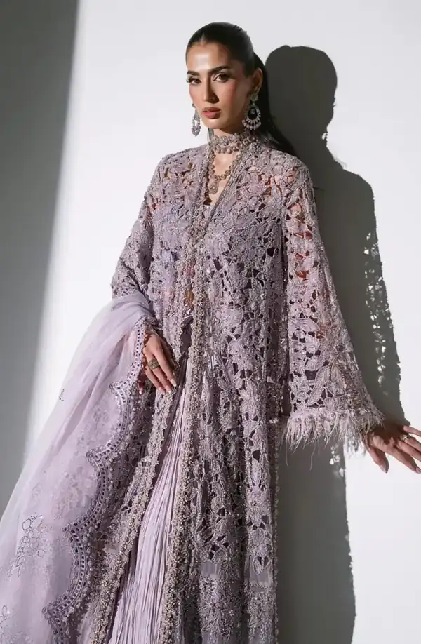 Maria.B Mbroidered Wedding Edition Lilac Cutwork Embroidered